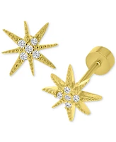 Cubic Zirconia Starburst Stud Earrings in 14k Gold-Plated Sterling Silver