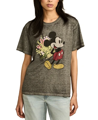 Lucky Brand Women's Cotton Mickey Flowers Crewneck Tee