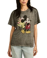 Lucky Brand Women's Cotton Mickey Flowers Crewneck Tee