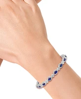 Effy Collection Diamond (1/2 ct. t.w.) & Blue Sapphire (4-1/4 ct. t.w.) Bracelet in Sterling Silver