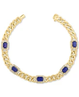 Effy Collection Diamond (5/8 ct. t.w.) & Sapphire (3-1/3 ct. t.w.) Bracelet in 14k Gold Over Silver