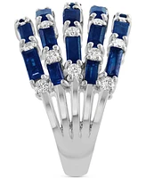 Effy Collection Diamond (5/8 ct. t.w.) & Blue Sapphire (3 ct. t.w.) Ring in 14k White Gold
