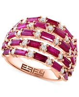 Effy Collection Diamond (5/8 ct. t.w.) & Ruby (2-5/8 ct. t.w.) Ring in 14k Rose Gold