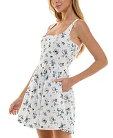 Trixxi Juniors' Square-Neck Corset Fit & Flare Dress