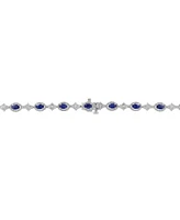 Effy Collection Diamond (1 ct. t.w.) & Sapphire (8-3/4 ct. t.w.) Strand 18" Necklace in Sterling Silver