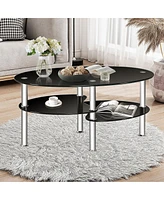 Tempered Glass Oval Side Coffee Table