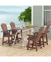 Gymax Tall Bar Stool Hdpe Patio Chair w/ Armrest Footrest Home Indoor Outdoor