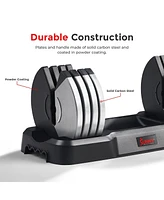 Sunny Health & Fitness Elite Adjustable Dumbbell 55-Pound, Anti-Slip Steel Handle