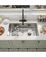 Casainc 36" L x 19" W Drop-in Stainless Steel Kitchen Sink with Faucet Included