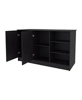 Fm Furniture Red Rock Kitchen Island with 2 Doors and Open Storage, Wengue
