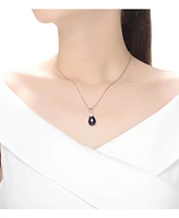 Sterling Silver 18K Rose Gold Plated with Colored Cubic Zirconia Teardrop Necklace