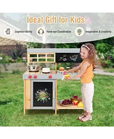 Outdoor Kids Mud Kitchen Set with Detachable Water Box Fun Playset for Toddlers