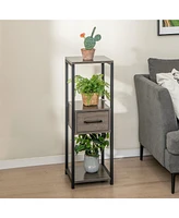 2-Pack 3-Tier Tall Plant Stand with Drawer and Display Shelf Stylish Storage and Display for Home or Office