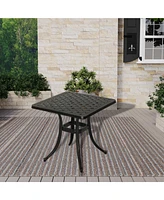 21 Inches Cast Aluminium Patio Bistro Table Outdoor Square Bar Table Antique Bronze Outdoor Small Side Table End Table Outdoor Dining Table for Porch