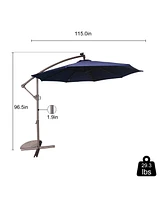 10 Ft Cantilever Patio Umbrella with Lights Offset Crank Large Outdoor Pool for Backyard Garden Deck Pool, Orange