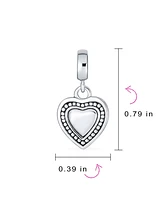 Bling Jewelry Plain Dangle Heart Bead Charm Sterling Silver for European Bracelet