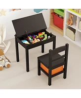 Flip-Top Kids Activity Table and Chair Set with Hidden Storage Space Fun Organized Playtime Furniture