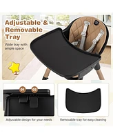 4-in-1 Baby Convertible Toddler Table Chair Set with Pu Cushion