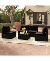 5-Piece Outdoor Patio Furniture Set with Cushions and Coffee Table Comfortable Seating for Garden or