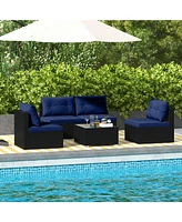 5-Piece Outdoor Patio Furniture Set with Cushions and Coffee Table Comfortable Seating for Garden or Patio