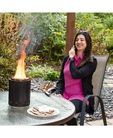 Tabletop Smokeless Fire Pit with Storage Bag and Poker - Triple Burn Pellet or Wood Burning 9.75" H Black