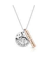 White Gold Plated & 18k Rose Gold Plated Grandma and Bar Pendant Necklace