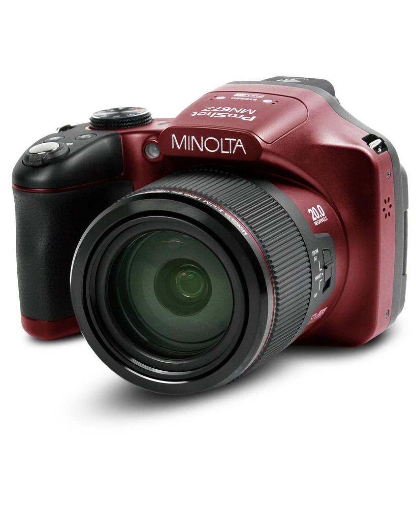 Minolta MN67Z 20MP Full Hd Wi-Fi Bridge Camera with 67x Optical Zoom, Red