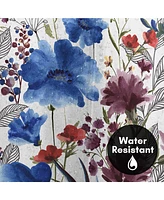 71x74 Blue Floral Shower Curtain - 100% Polyester - Water-Resistant Bath Curtain