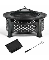 Outdoor Fire Pit with Bbq Grill and High-Temp Resistance Finish Durable and Stylish Outdoor Heating Solution