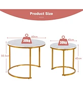 Modern Round Stacking Nesting Coffee Tables for Living Room (Set of 2)