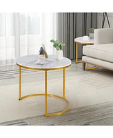 Modern Round Stacking Nesting Coffee Tables for Living Room (Set of 2)