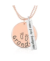 White Gold Plated & 18k Rose Gold Plated Dual Chain Grandma and Bar Pendant Necklace