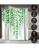 71x74 Minimalist Floral Shower Curtain - 100% Polyester - Water-Resistant Bath Curtain