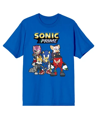 Sonic the Hedgehog Men's Prime Group Shot Crew Neck Short Sleeve Royal Blue T-shirt-xl