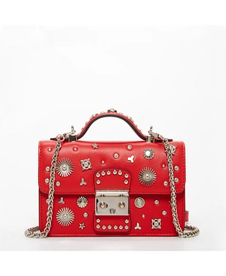 Susu The Hollywood Studded Leather Crossbody Bag Red