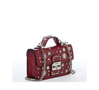 Susu The Hollywood Studded Leather Crossbody Bag Burgundy