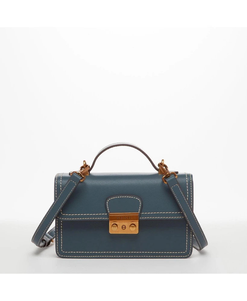 Susu The Jessica Blue Crossbody Purse Leather