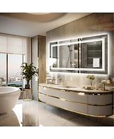 Luvodi 41.3 x 19.7 In Rectangular Led Backlit Illuminated Bathroom Mirror Wall Mounted Makeup Mirror