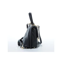 Susu Leather Backpack for Women Convertible Crossbody Bag Black Purse