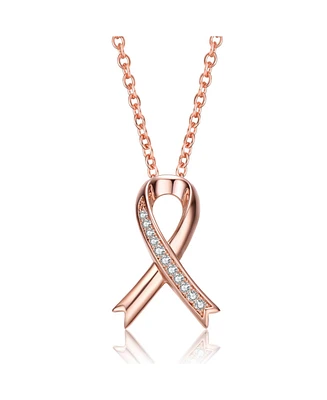 Sterling Silver 18K Rose Gold Plated with Clear Cubic Zirconia Loop Necklace