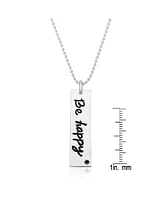 White Gold Plated "Be Happy" Pendant Necklace