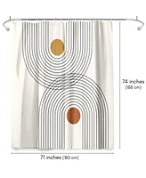 71x74 Boho Geometric Shower Curtain - 100% Polyester - Water-Resistant Bath Curtain