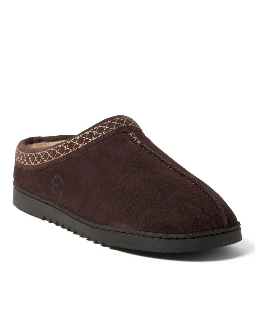 Dearfoams Men's Dean Genuine Suede Clog Slipper with Embroidery