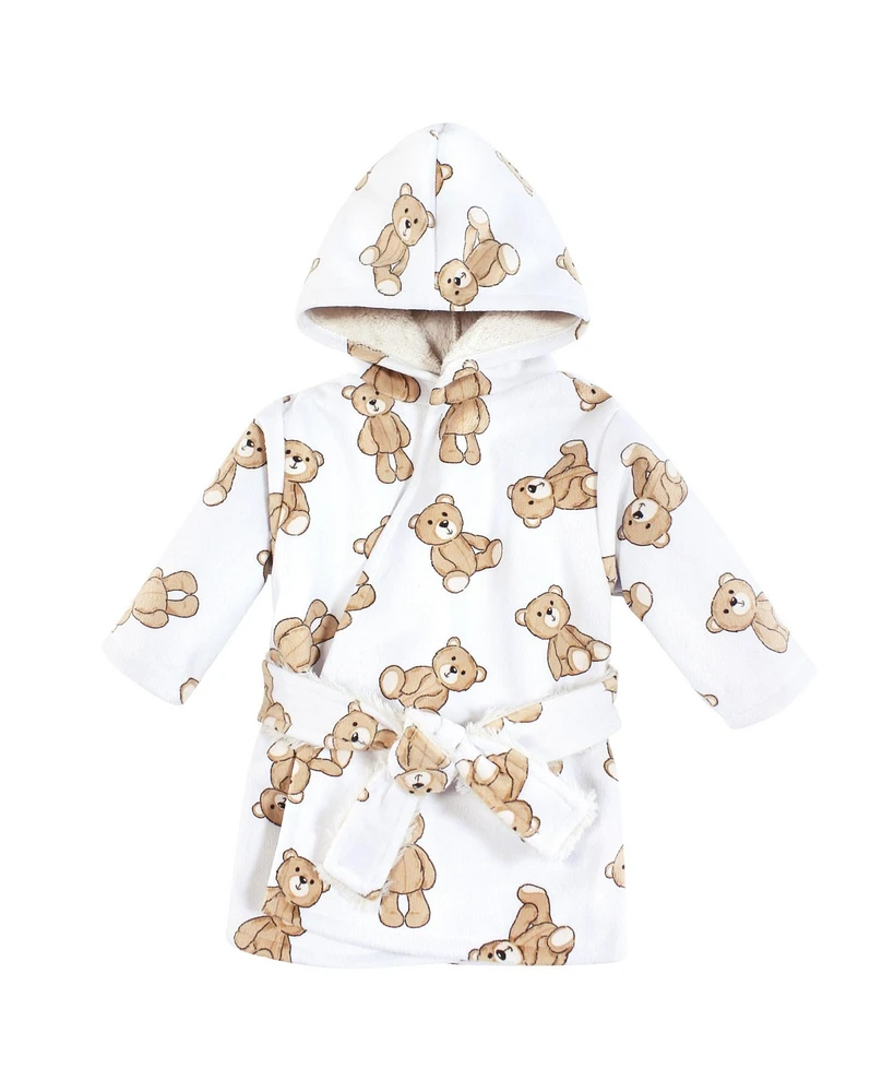 Hudson Baby Baby Boys Hudson Mink with Faux Fur Lining Pool and Beach Robe Cover-ups, Teddy Bears, 18-24 Months