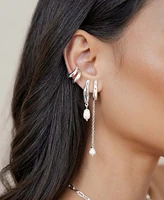 Ettika Linear Lux Cultivated Pearl Drop Earrings