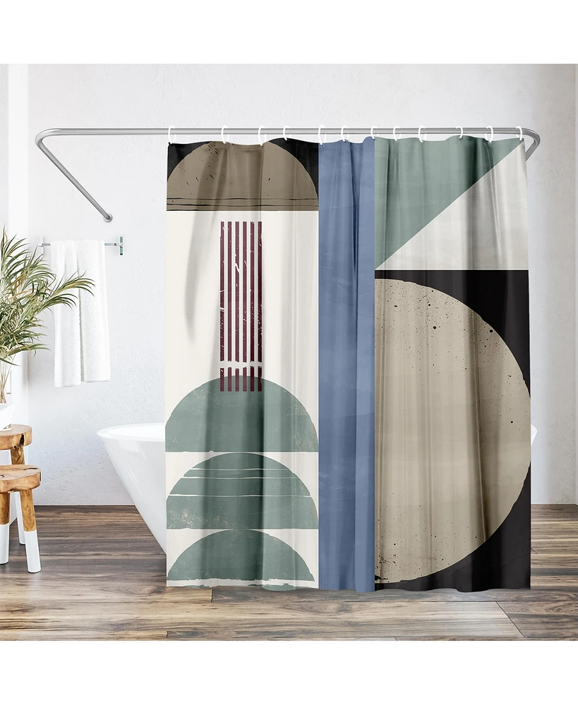 71x74 Modern Abstract Shower Curtain - 100% Polyester - Water-Resistant Bath Curtain