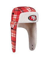 New Era Men's Scarlet San Francisco 49ers Sideline Plaid Sherpa Trapper Hat