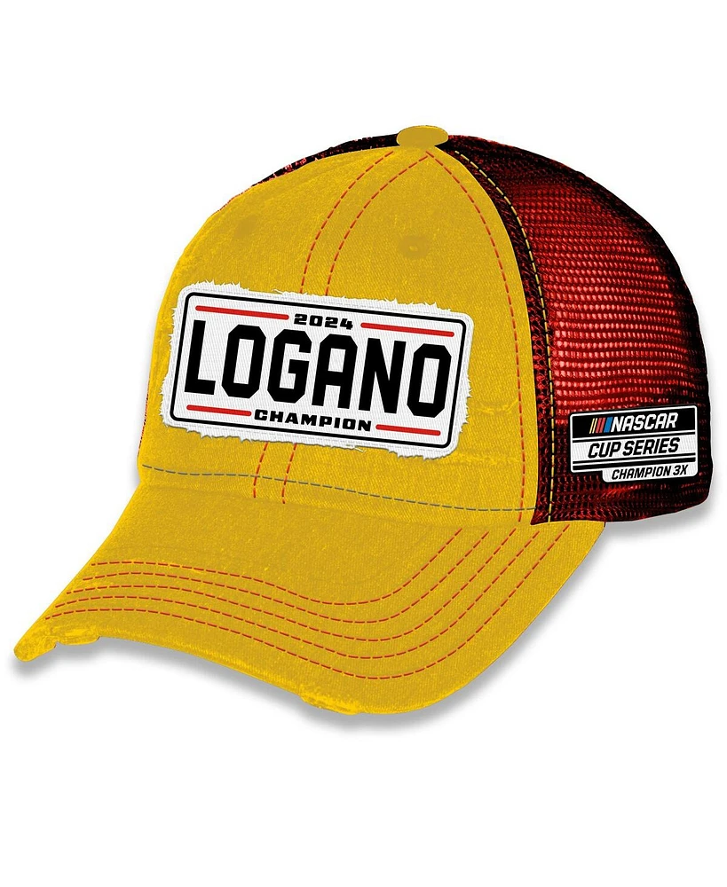 Team Penske Men's Checkered Flag Sports Yellow Joey Logano 2024 Nascar Cup Series Champion Patch Adjustable Hat