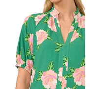 CeCe Women's Floral Printed V-Neck Blouse