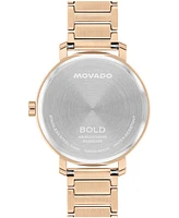 Movado Women's Bold Evolution 2.0 Swiss Quartz Ionic Plated Light Rose Gold Steel Watch, 34mm